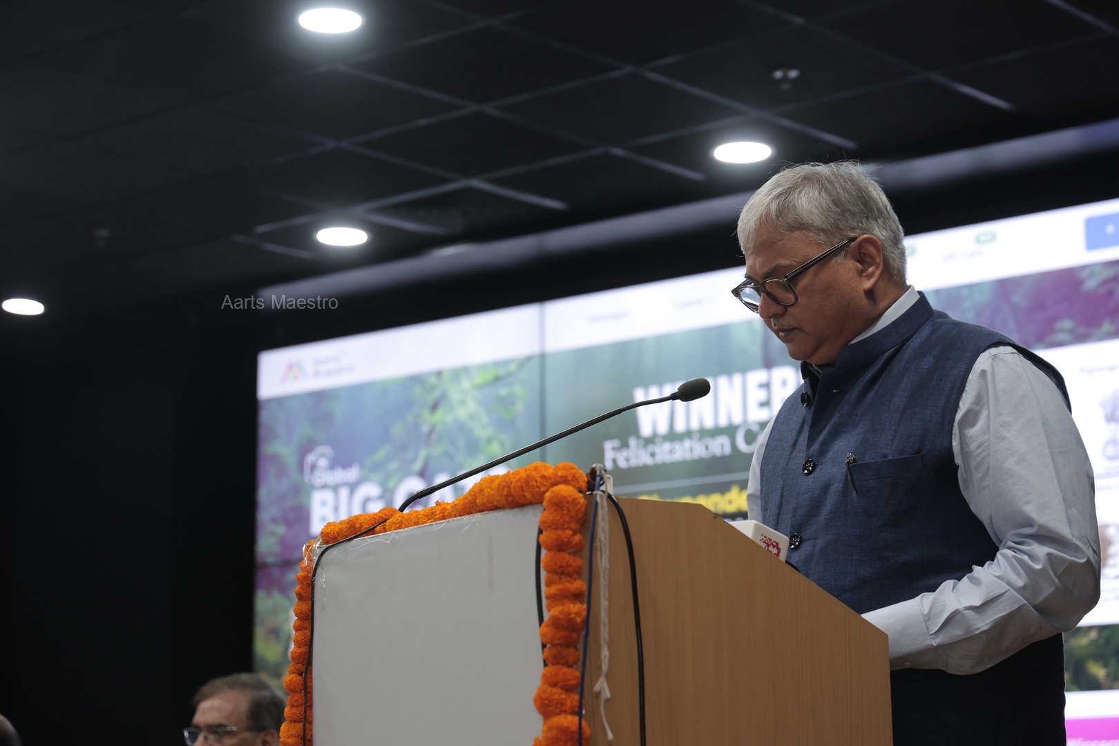 Shri Ramesh Kumar Pandey, ADG, MoEFCC, reading Hon'ble PM Shri Narendra Modi's message celebrating India's harmony with nature and tech-driven conservation efforts