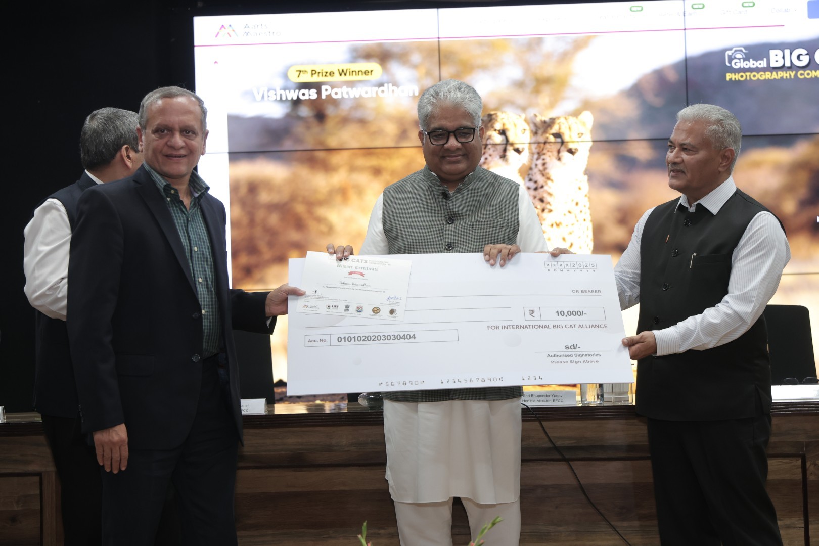 Winner receiving award at the ceremony