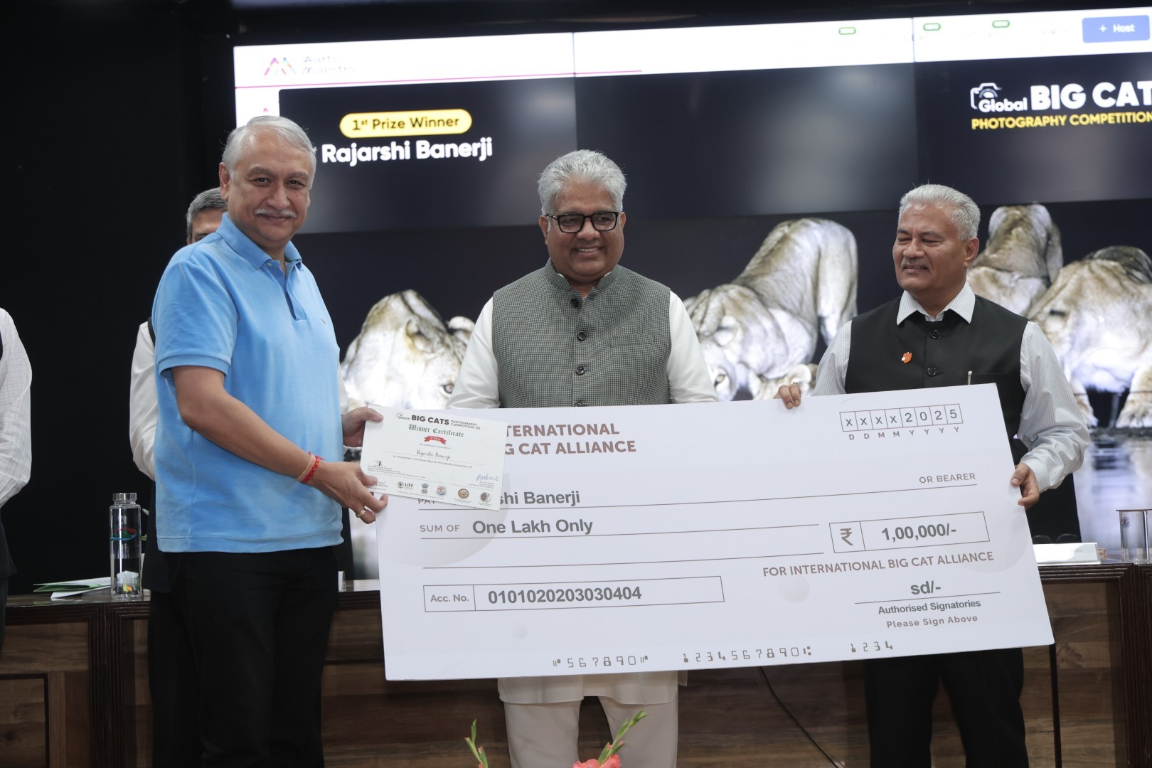 Winner receiving award at the ceremony